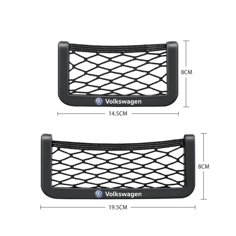 Car Net Bag Phone Holder Storage Net Box Pocket Organizer Auto Accessories For Volkswagen Golf-6 POLO Passat B5 B6 B7 T4 T5 Gol