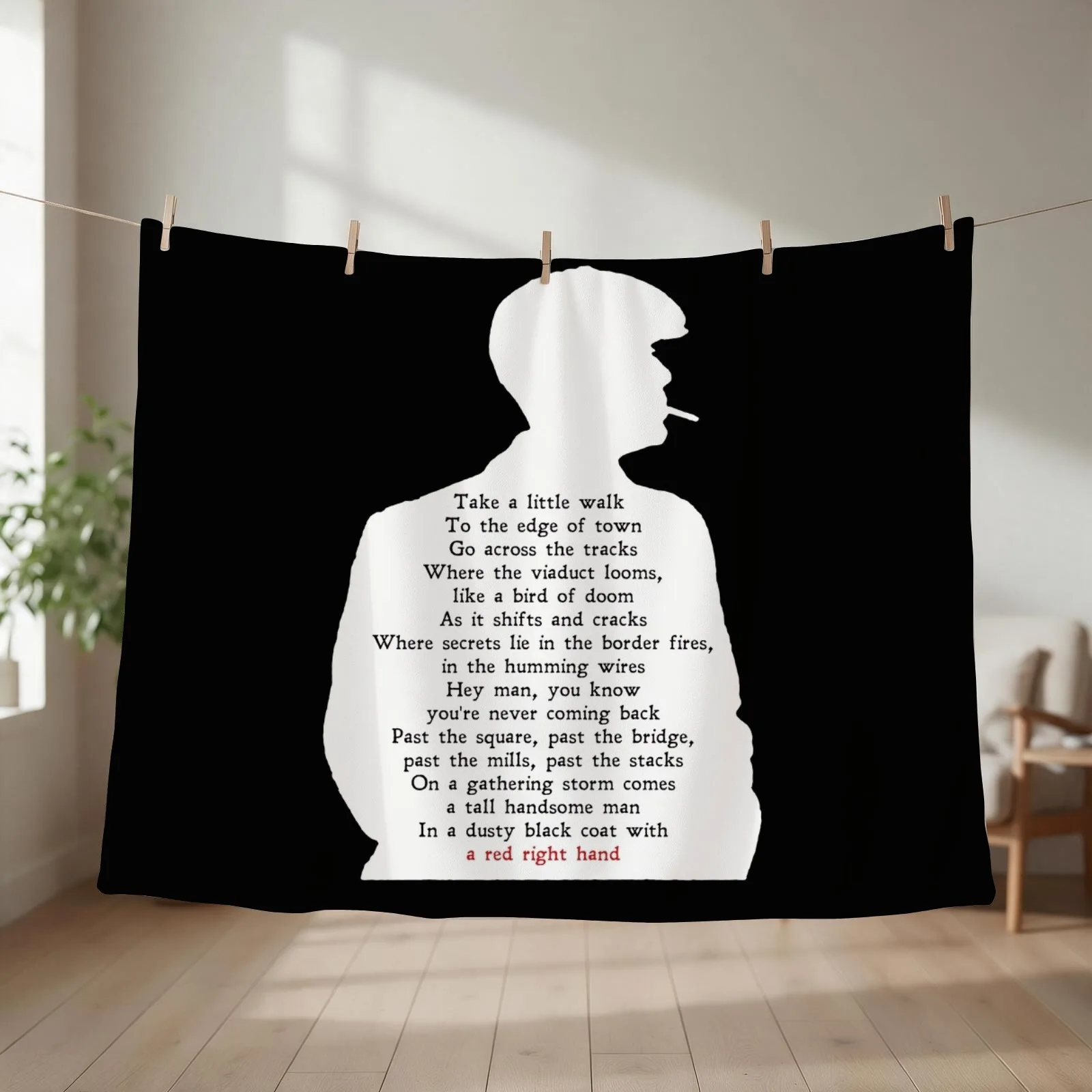 Peaky Lyrics White Throw Blanket couch cozy soft plush fuzzy picnic outdoor blanket