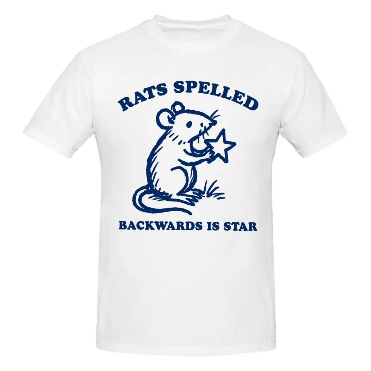 Men Rats Spelled Backwards Is Star Funny Rat Meme Vintage T Shirt Streetwear Cotton Crewneck T Shirts For Men