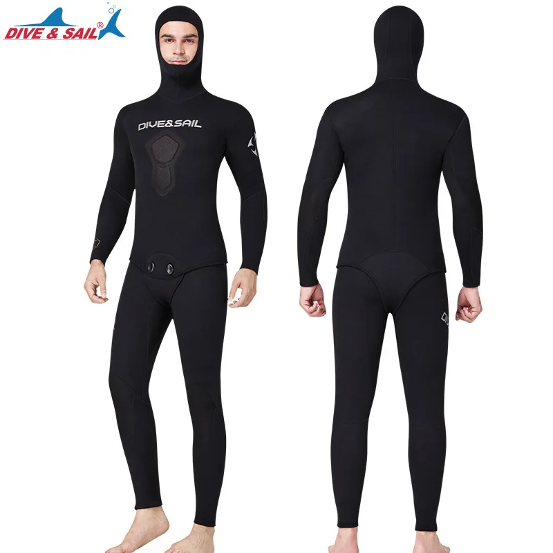 

New 1.5mm diving suit, split top hooded fishing suit, cold resistant and warm free diving and fishing suit, CR
