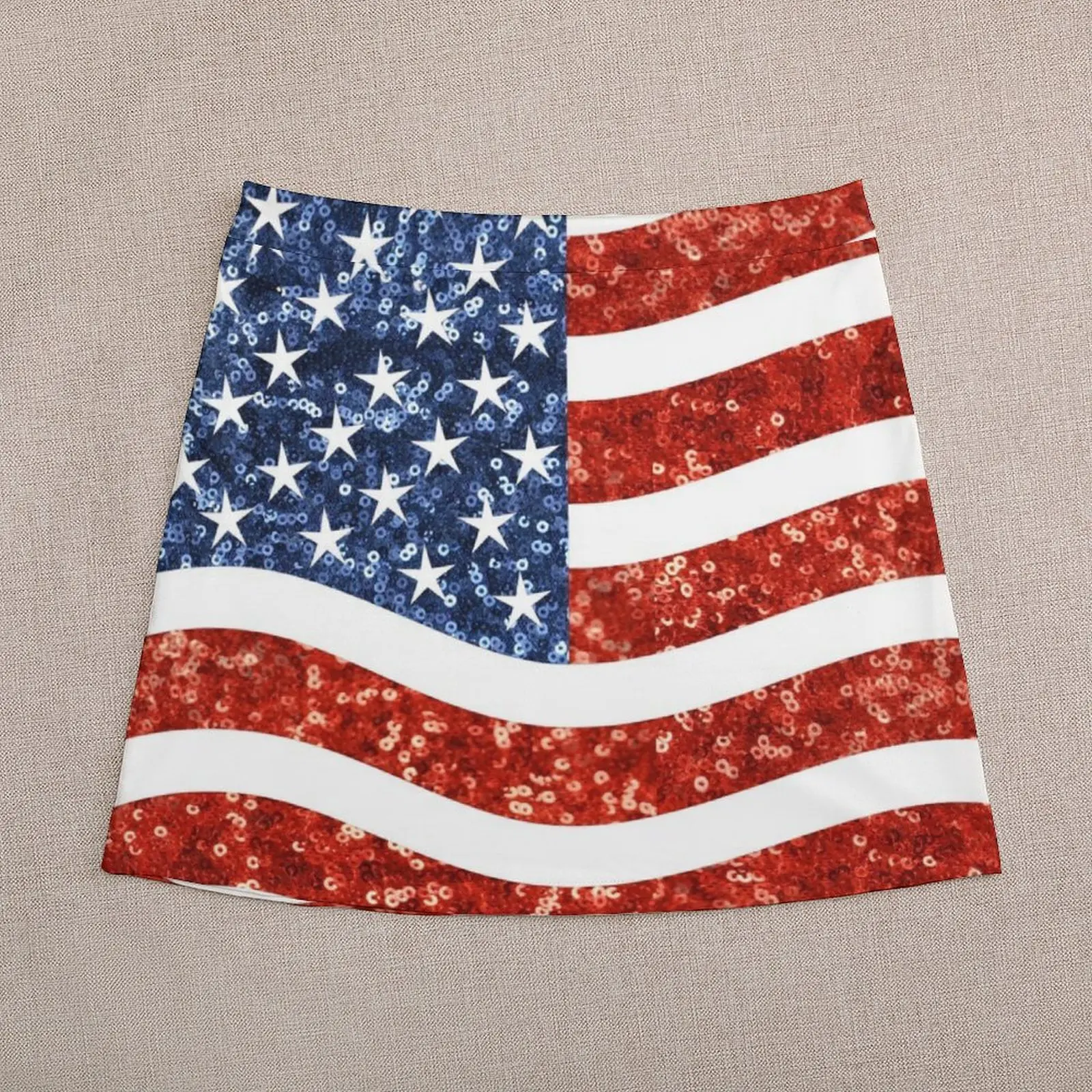 glitter print american flag Mini Skirt Women's dress korean style women clothing skirts for women