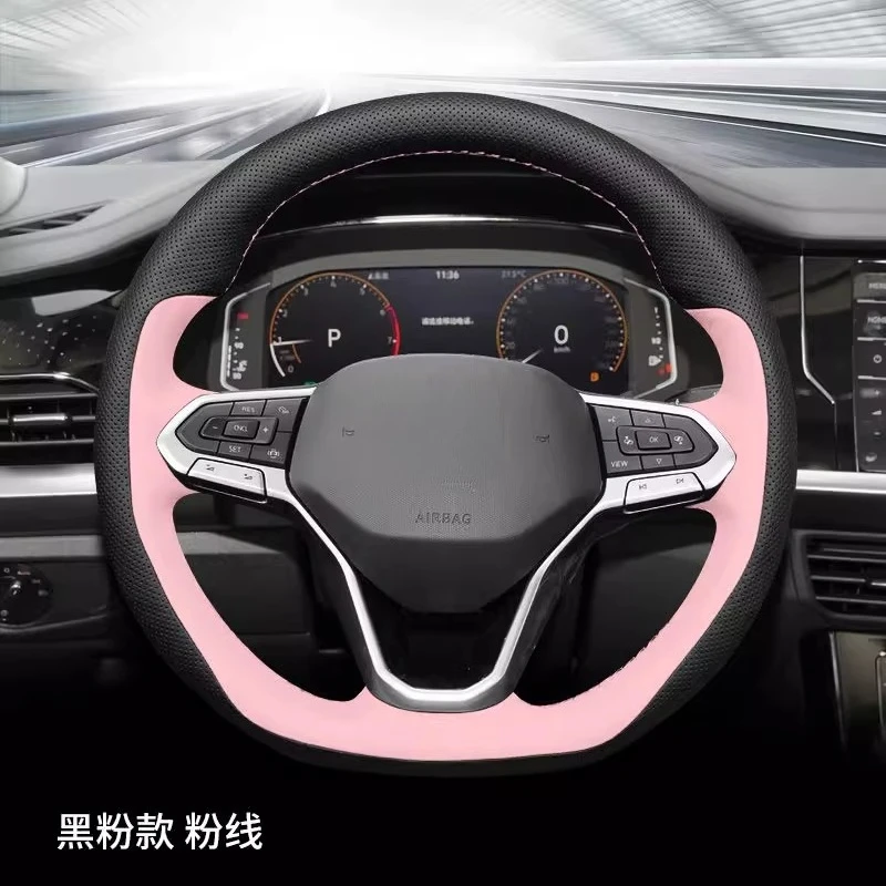 ل VW Volkswagen ID.3 ID.6 ID.4 X Magotan 2024 الجلود اليد مخيط غطاء عجلة القيادة التفاف اكسسوارات السيارات الداخلية #5