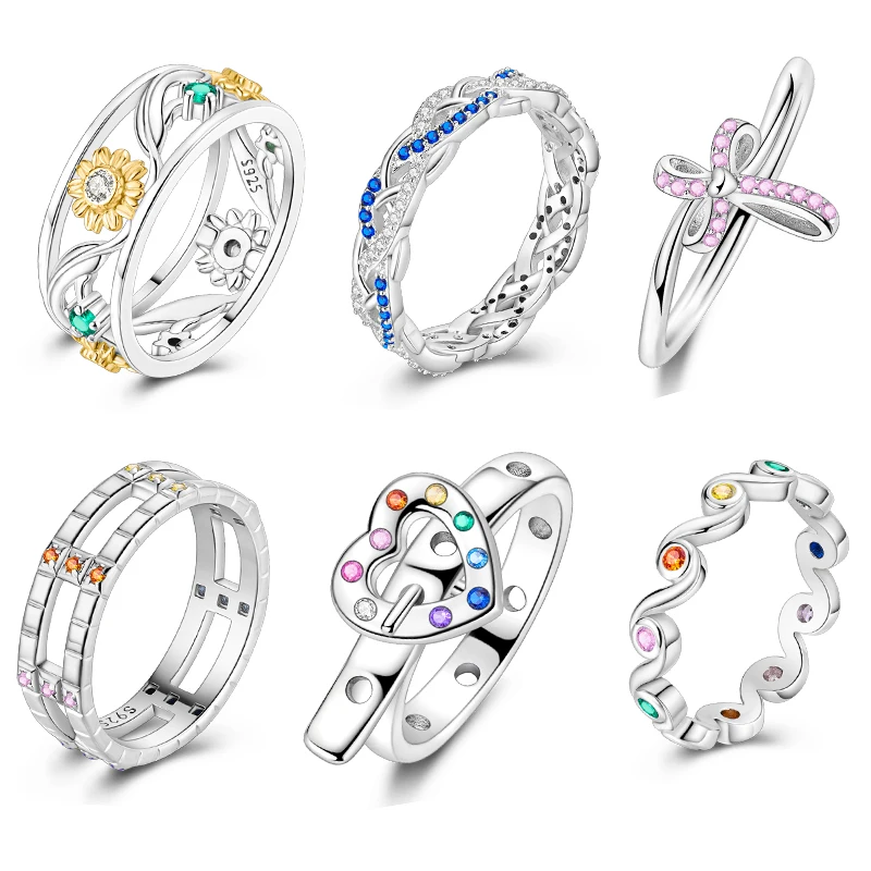 

925 Sterling Silver Women's Ring Colorful Elegant Gentle Ring Jewelry Gift Party Engagement Hot Sale
