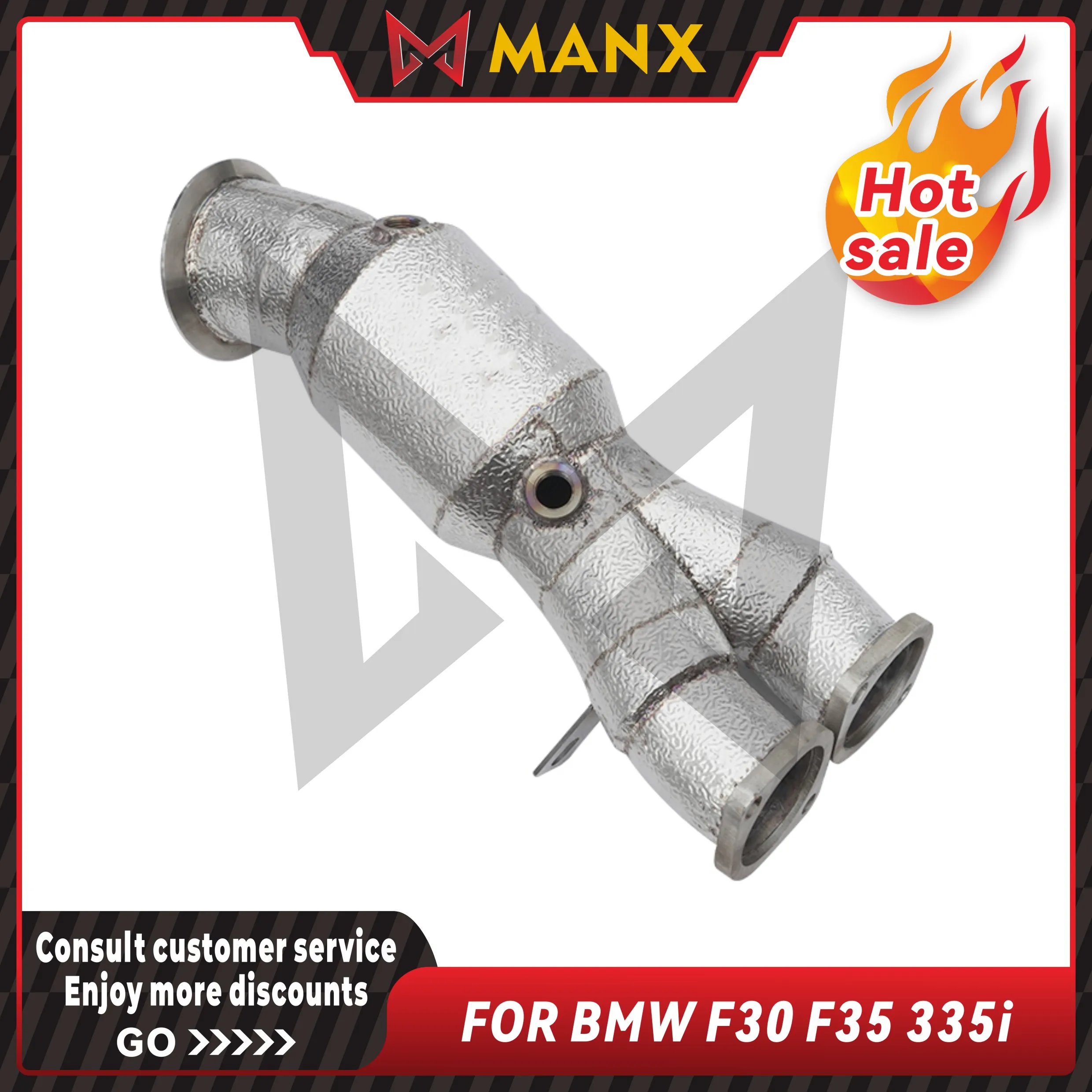 

304 Stainless steel Downpipe for BMW F30 F35 335i 2013-2016 High Flow Catalytic 200 Cell Power Increase