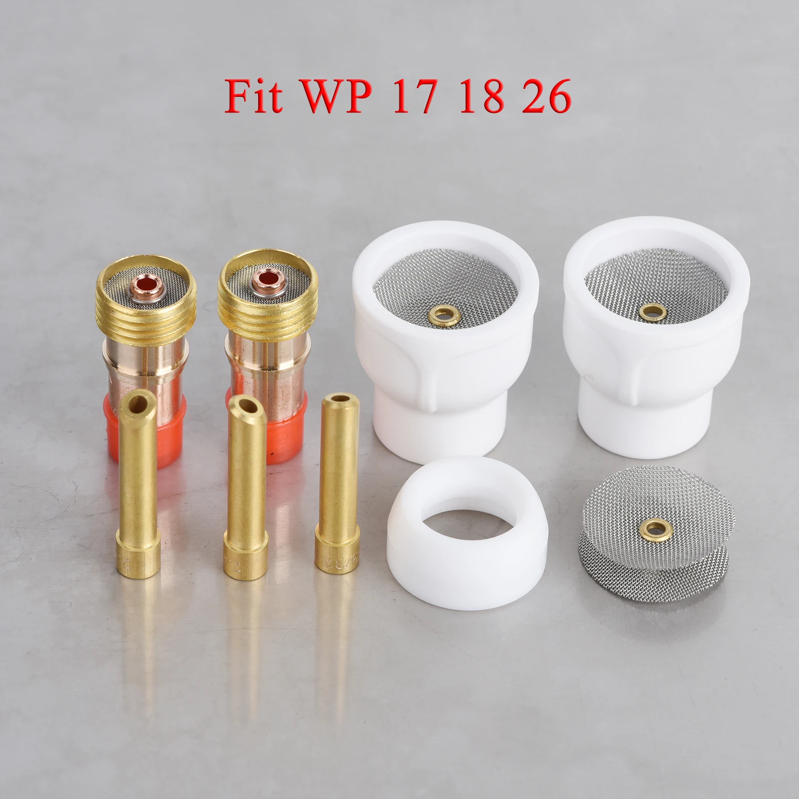 11 piezas de soldadura TIG # 12 Boquillas de cerámica blanca Kit de copa de alúmina Antorchas WP17 18 26 Pinzas rechonchas Cuerpo Juegos de lentes de gas