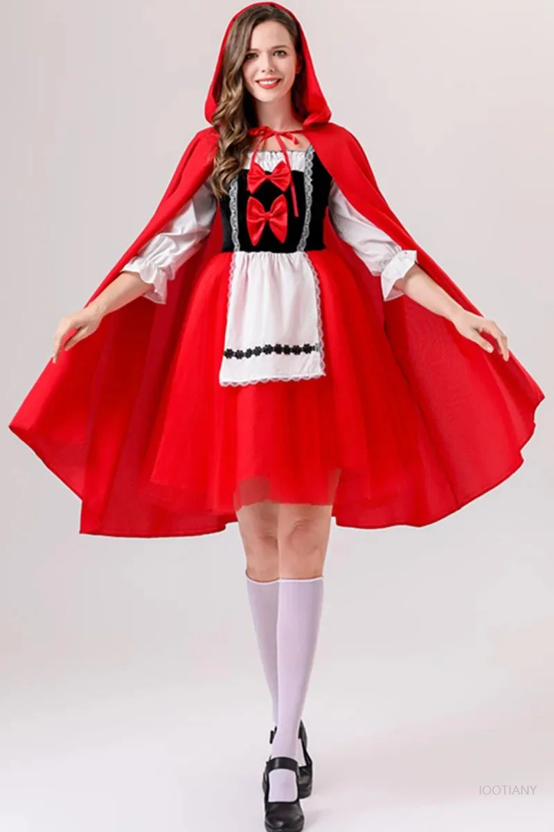 

Sexy Adult Anime Fairy Tale Little Red Riding Hood Princess Cosplay Costume Halloween Bachelor Party Red Castle Queen Masquerade