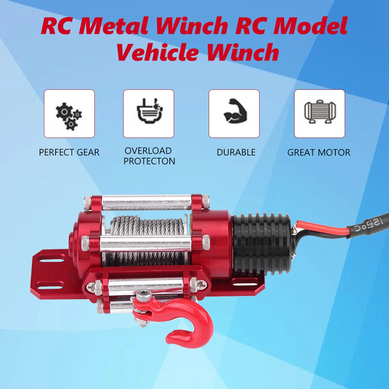 RC Crawler Winch 1/10 Scale RC Model Vehicle Crawler Car Accessory Metal Winch With Remote Controller RC Car Winch RC Accessory