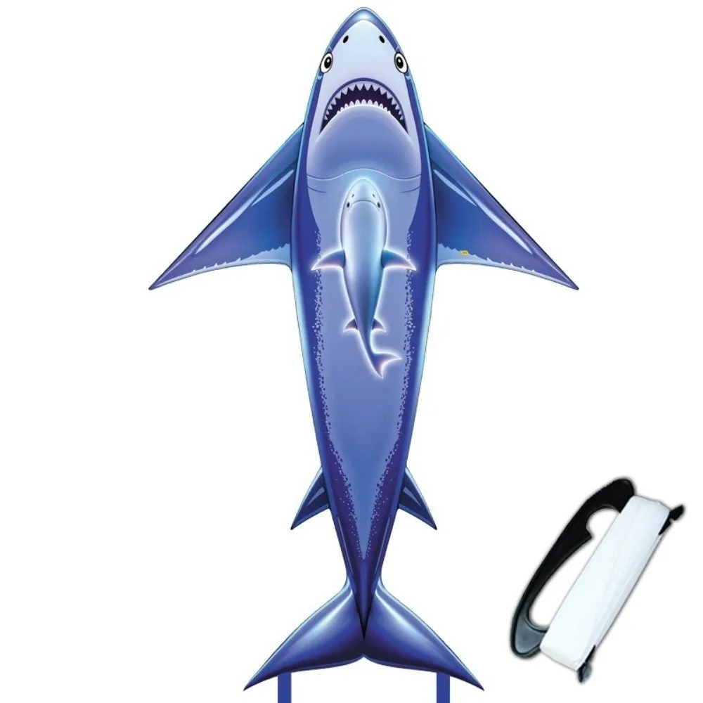 Nuovo facile da volare Squalo blu Aquilone Buone volare Madre e bambino Pesce Aquilone per bambini Coda lunga Cartone animato Aquilone volante Giocattolo Viaggi in famiglia