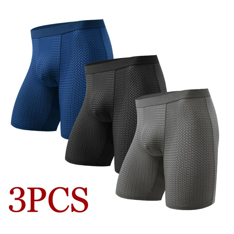 3PCS  Mesh Men Underwear Man Underwear Sexy Hot Long Boxer Shorts Men Boxer Men Panties Boxers for Men Boxer Homme Man Boxer