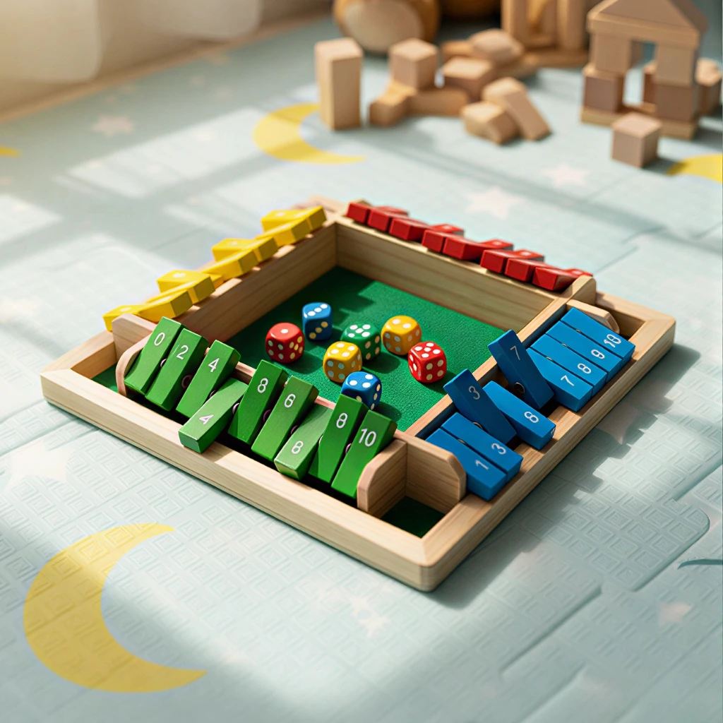 Colorful Four-Sided Flip Card Game Toy, Wooden Tabletop Dice Board Game, Family Gathering Parent-Child Interactive Game, Multiplayer Strategy Board Game, Exercises Logical Thinking and Math Skills, Learning Educational and Intellectual Toys, Birthday and Christmas Gifts for Boys and Girls