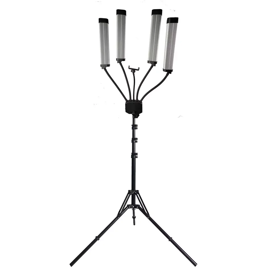 65W Professional Led Light Eyelash Beauty Tattoo Lash Light 4 Arms Moon Ring Light With Tripod Stand for Makeup Salon