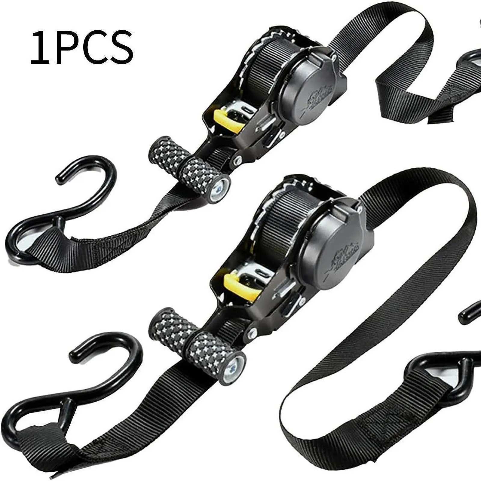 Quick Release Auto Retractable Ratchet Strap for Securing Luggage Cargo on Motorcycle Trailer