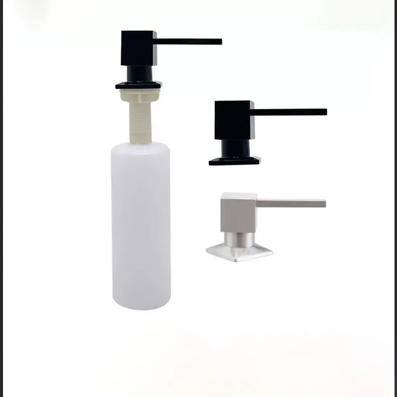 Square Sink Soap Dispenser, Large Capacity Kitchen Sink Press Type Liquid Soap Dispenser, Zinc Alloy Indenter 360° Free Rotation