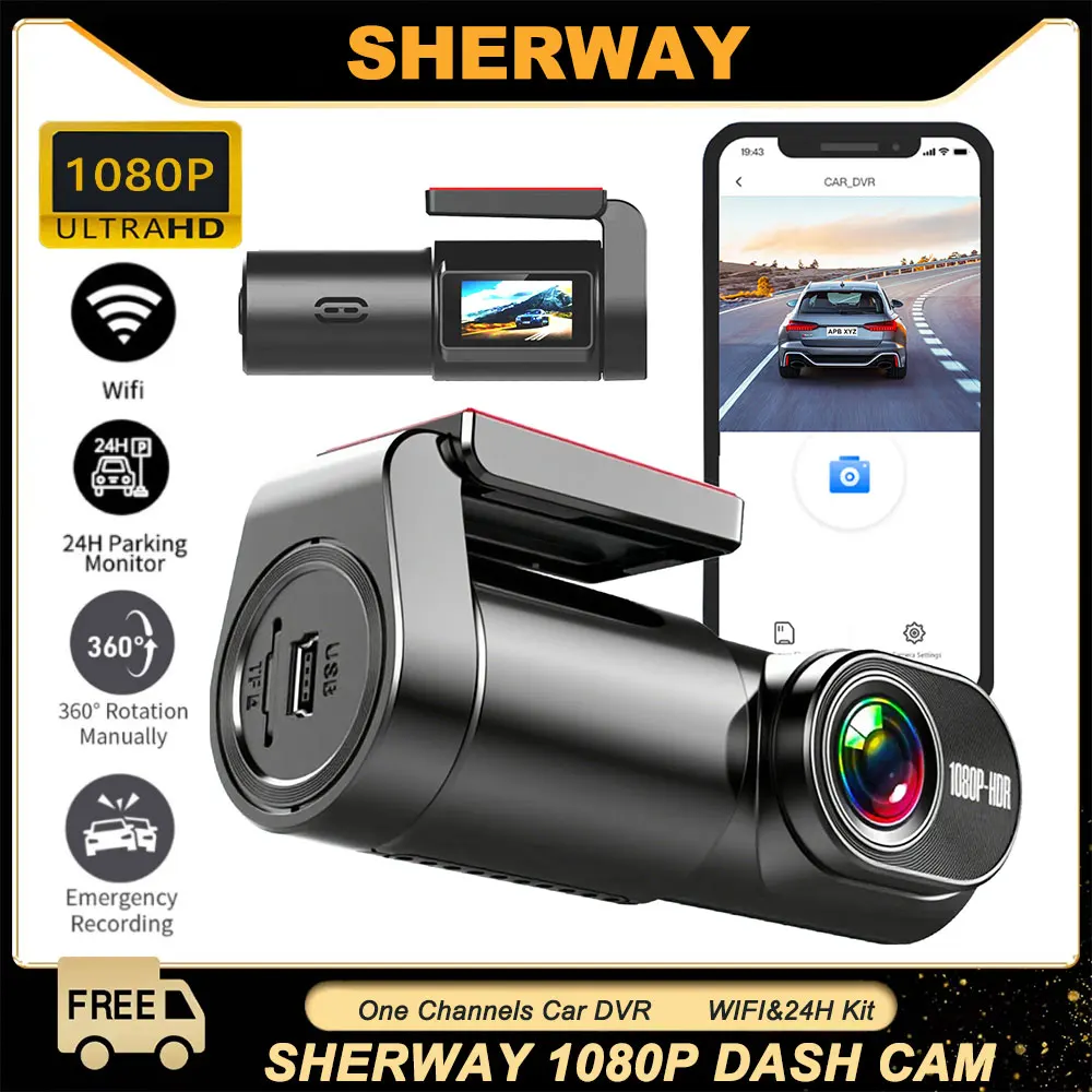 1080P WiFi Dash Cam for Car DVR Camera Mini Video Recorder HD Night Vision Front Car Camera 24H Parking Mode Wide Angle Dashcam