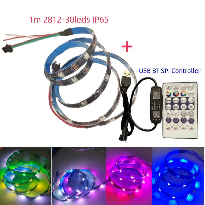 

1m 30leds 5V WS2812B IC Led Smart Pixels Strip IP65 5050 Full Color Led Individually Addressable With USB BT SPI Pixel Cotroller