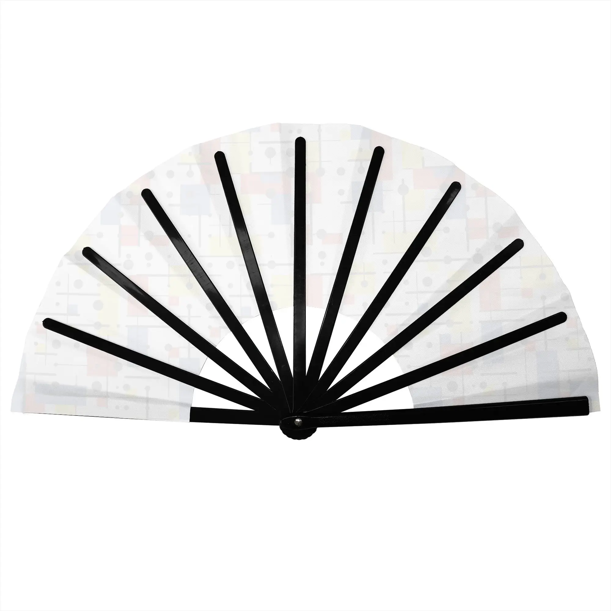 Personalised Abstract Art Mondrian Promotional Gift Hand Fan Party  Durable Folding Fans Novelty Bulk Pack Fan