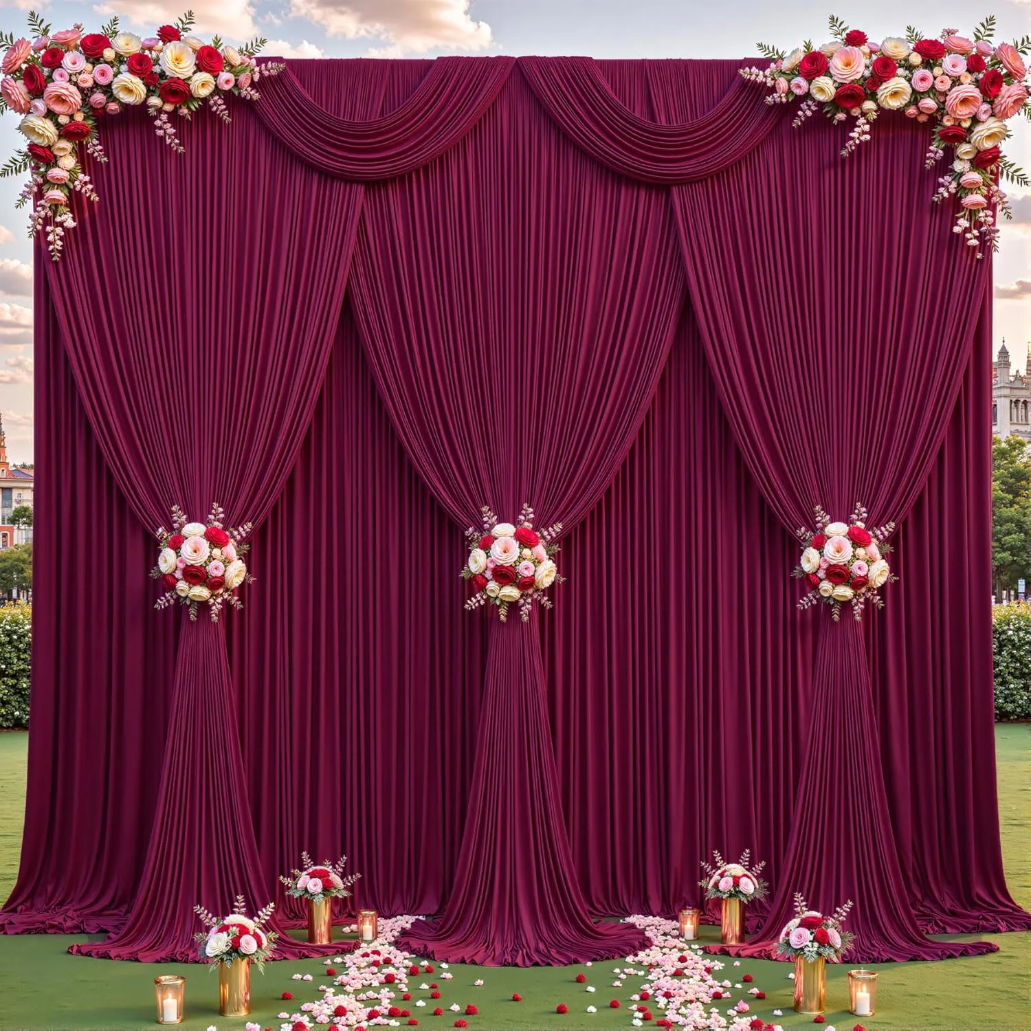 Rideau de fond sans plis pour fêtes, toile de fond en tissu doux pour mariage, décorations de fête d'anniversaire, arrière-plan pour la photographie