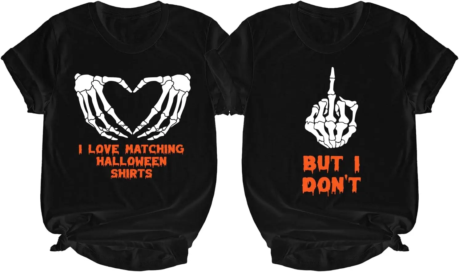 I Love Matching Halloween Shirts But I Don't Shirts, Funny Halloween Skeleton Hand Couple T-Shirt, Couples Halloween Shirts