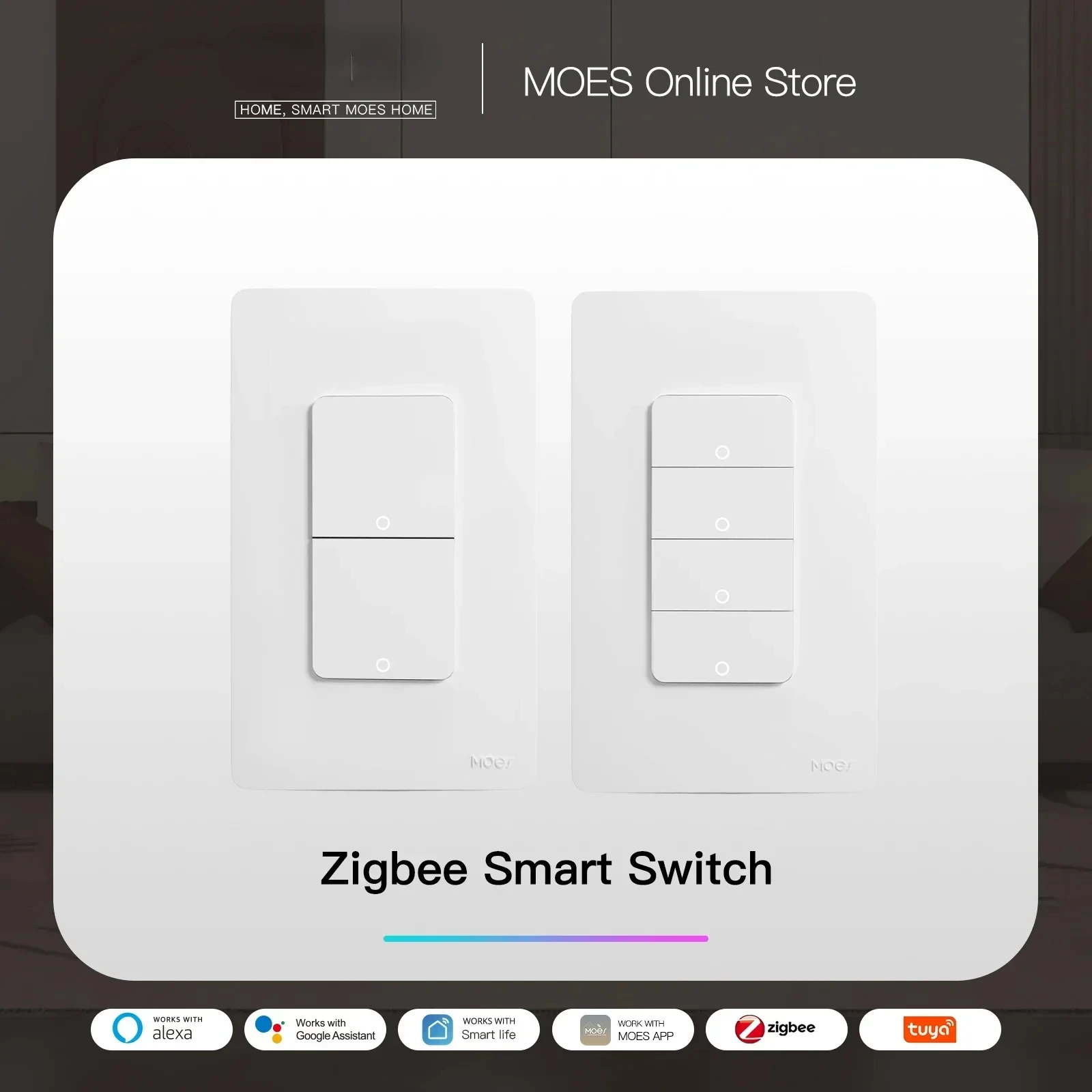 

Умный выключатель света Tuya ZigBee, кнопочный настенный выключатель в США, работает с нейтральным проводом Alexa Google Home/нейтральным проводом не требуется