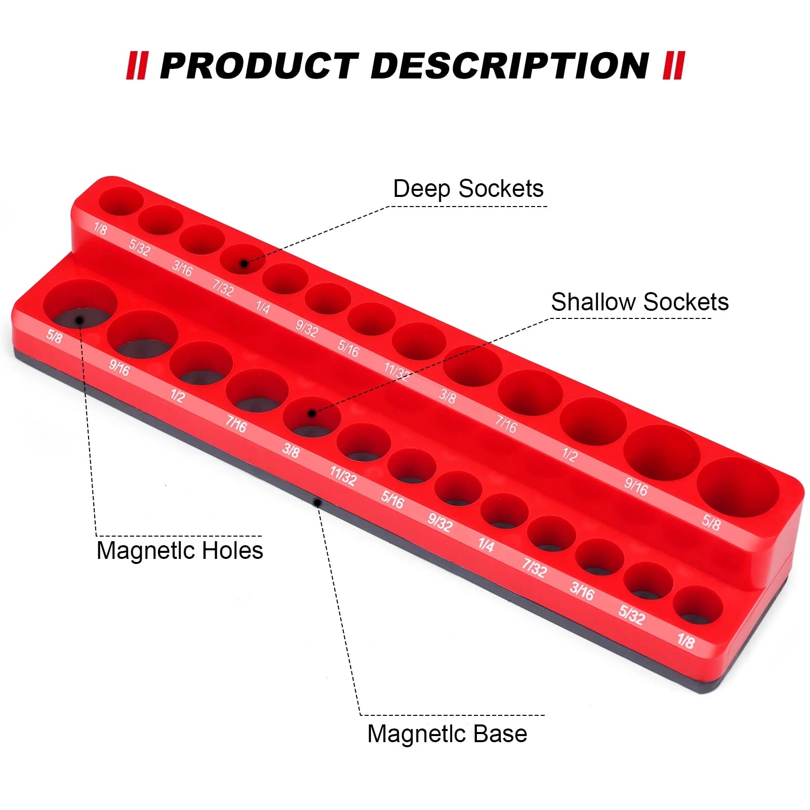 Magnetic Socket Organizers|3Piece Set Socket Holder Kit|1/2,3/8&1/4\