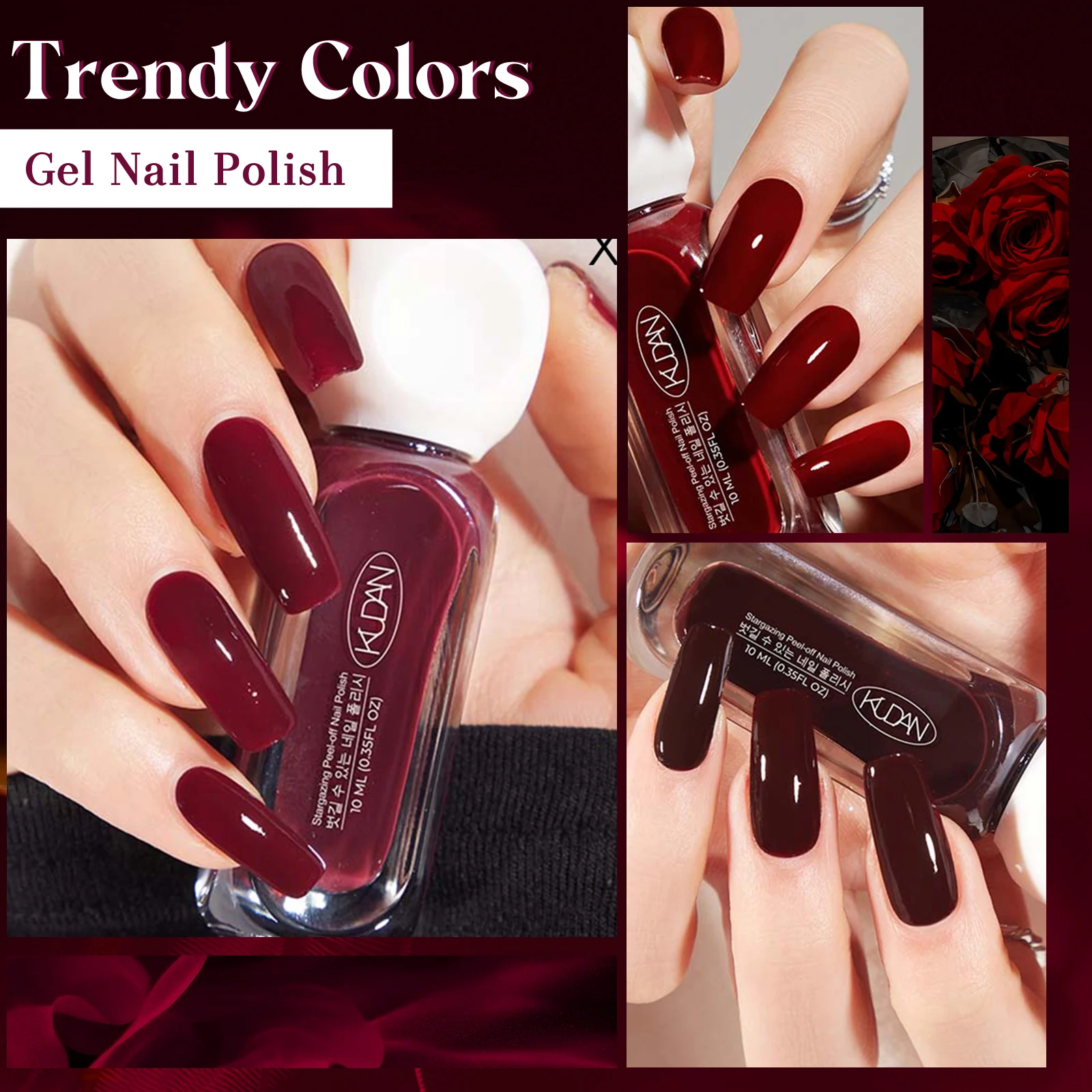 2-teiliges 10-ml-Nagellack-Set auf Wasserbasis, abziehbar, rot, rosa, langlebig, schnell trocknend, keine Notwendigkeit der Lampe, um Nagelzubehör zu heilen, Nagelkunst