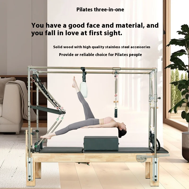 Equipo de Pilates Cama central de madera de arce Cama de Pilates Cama de Pilates Tres en uno Equipo multifuncional de plástico para yoga Interior