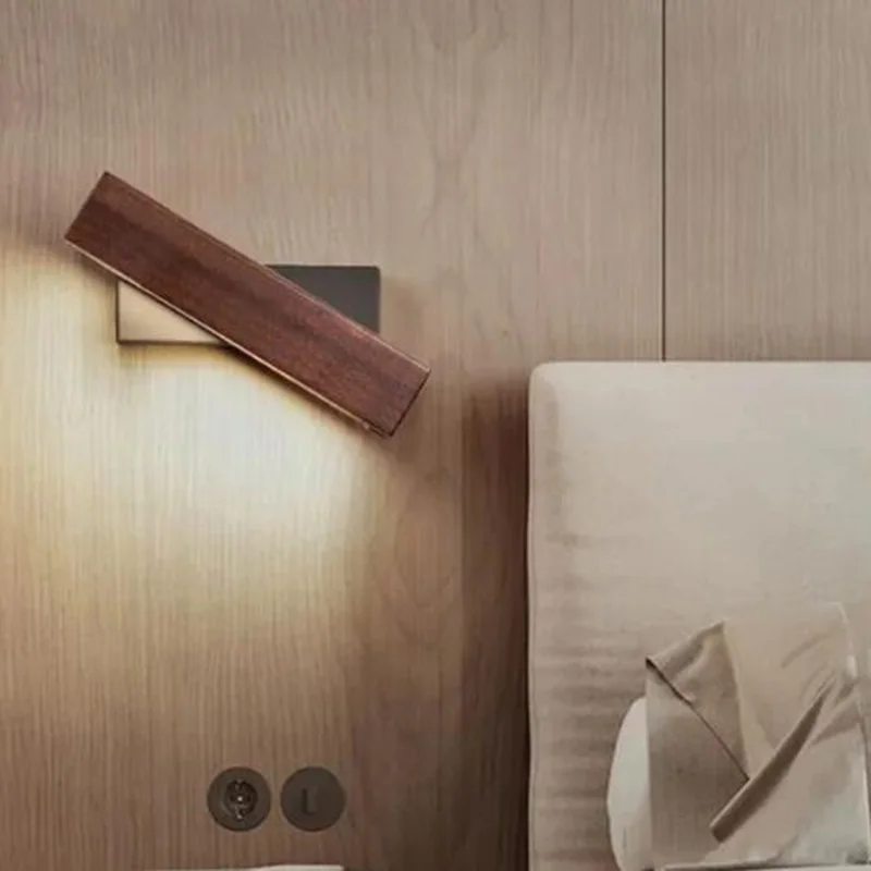 Walnut Interior Wall Light Living Bedroom Foyer Reading Solid Wood Lighting Aisle Bathroom Mirror Hallway Sconce Wall Lamp 6pa