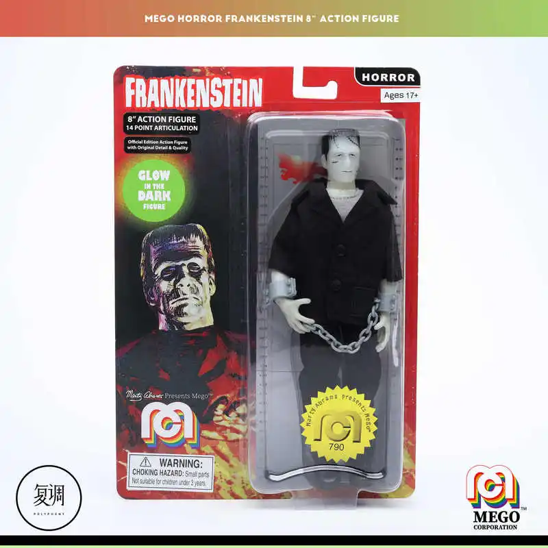 In Stock: Mego Frankenstein'S Monster (Glow-In-The-Dark Version) - 8-Inch, Blister Card, Articulated Collectible For Gift