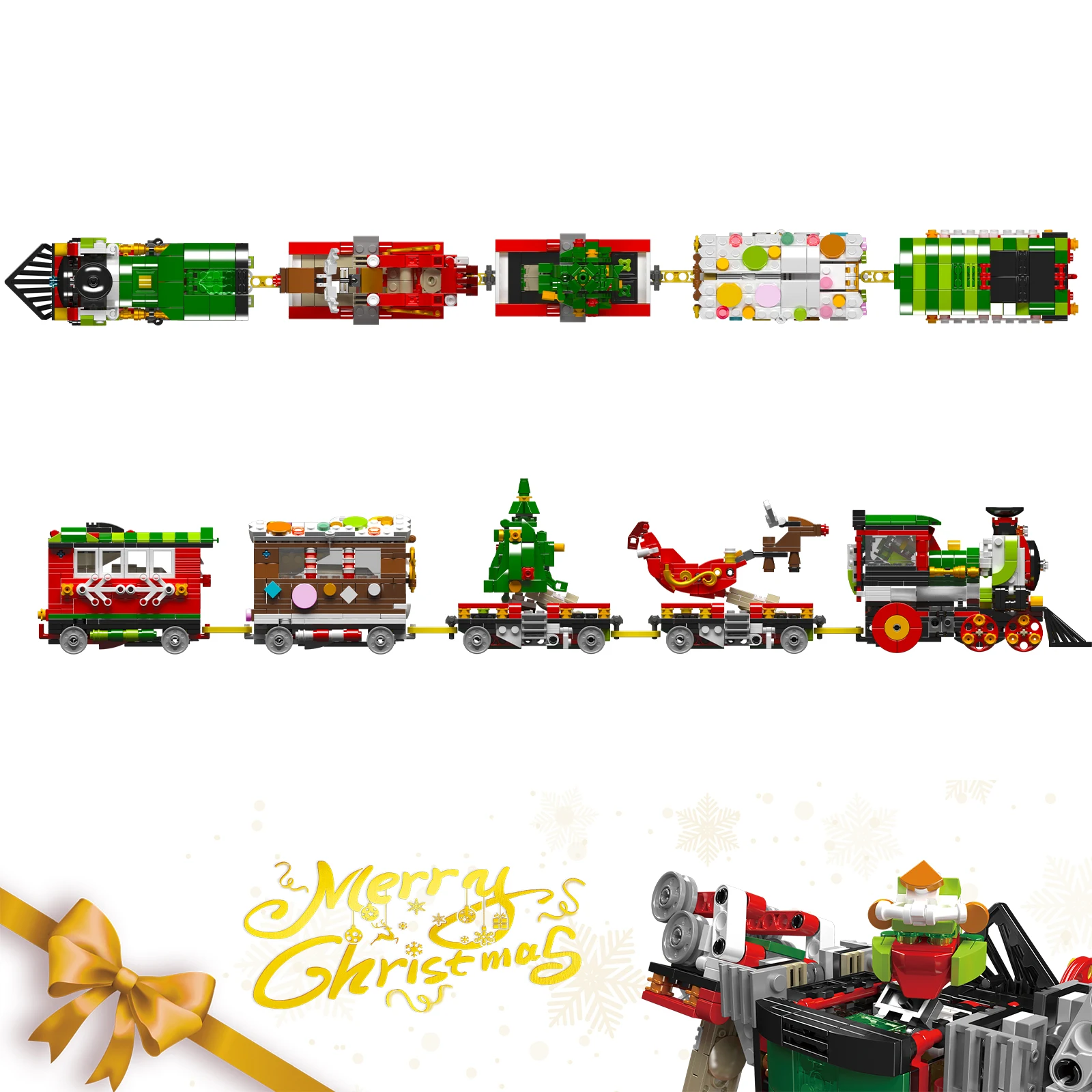 

MOULD KING 1522pcs Christmas Train Transformer Robot Building Blocks Set with Locomotive Track Series