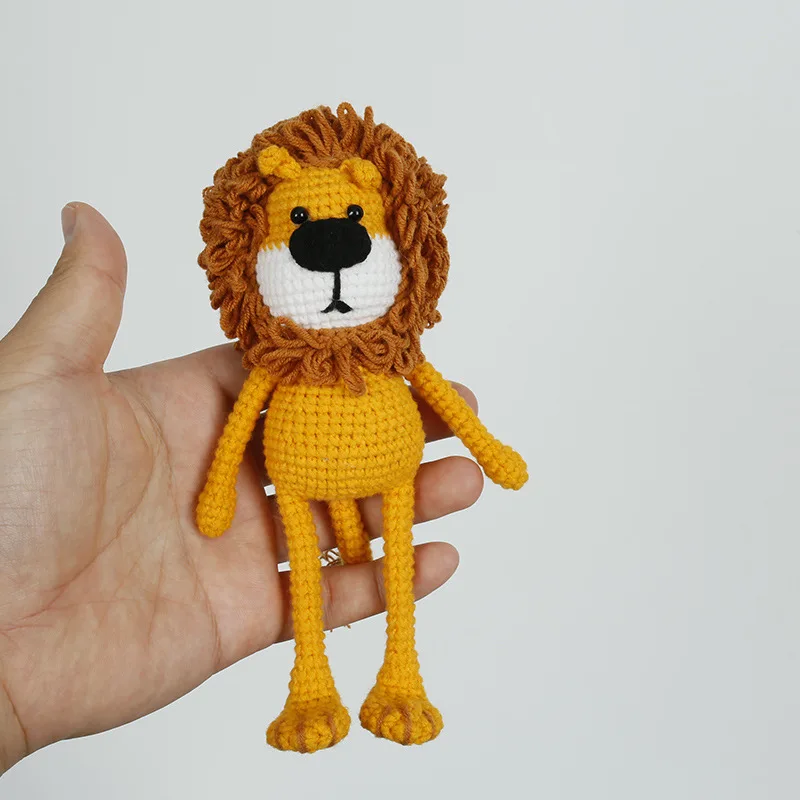 Hand-crocheted Long-legged Lion Pendant Baoma Woolen Knitted Animal Doll Cute Creative Handmade Finished Product