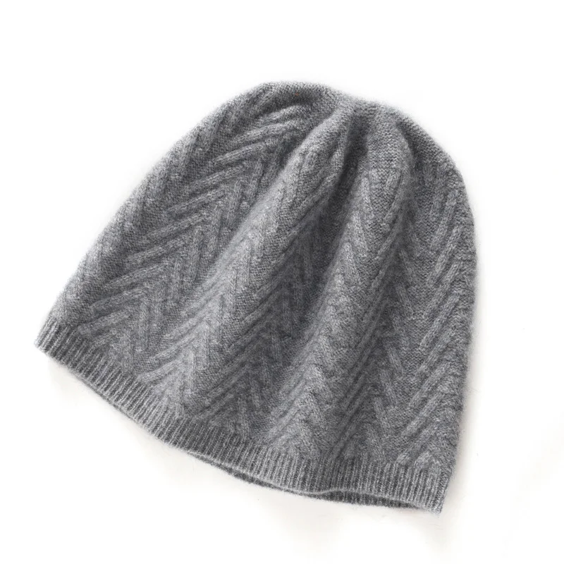 

High Quality 100% Cashmere Knitted Hat for Women and Men Casual Beanie Hat Cap Winter Soft Warm Cashmere Caps Unisex