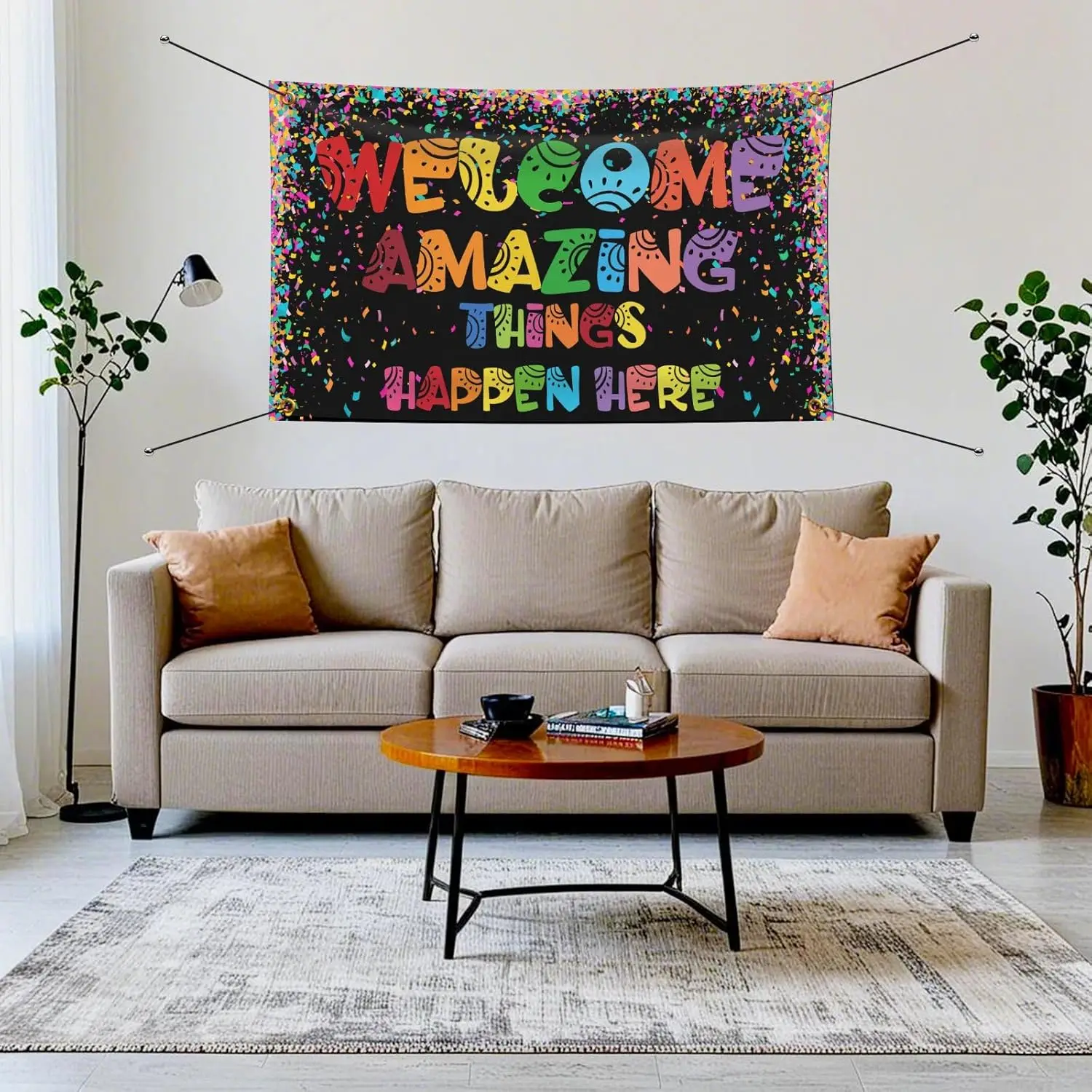 Flagicts 100% Polyester Welcome Amazing Things Happen Here Flags