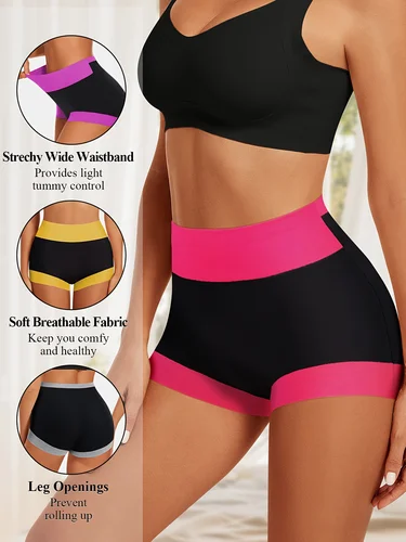 Imagen 2 del producto Bragas de mujer, pantalones planos, pantalones de cuatro esquinas, colisión de Color a la moda, cintura alta, barriga doblada en la cadera, algodón cómodo