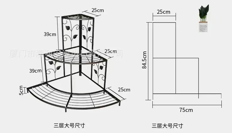 Soporte para plantas de 3 niveles, estante de esquina para plantas, soporte de exhibición, estantes de orquídeas para interiores y exteriores