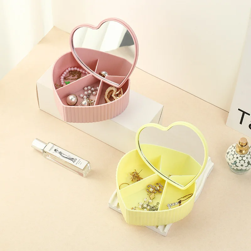 Jewelry box - A high-end jewelry storage box with a large capacity and a heart-shaped compartment for organizing accessories. Co