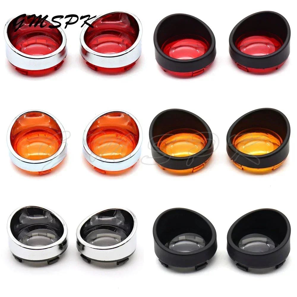 Motorcycle Turn Signal Light Bezels Indicator Lens Trim Ring Visor Cover For Harley Sportster XL Softail Dyna Touring FLHR FL