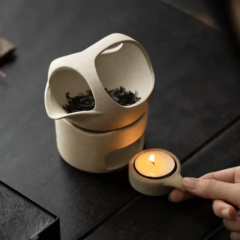 Japanese Retro Tea Warmer Stove Ceramics Candle Heating Holder 3 in 1 Essential Oil Incense Burner Kung Fu Tea Roaster