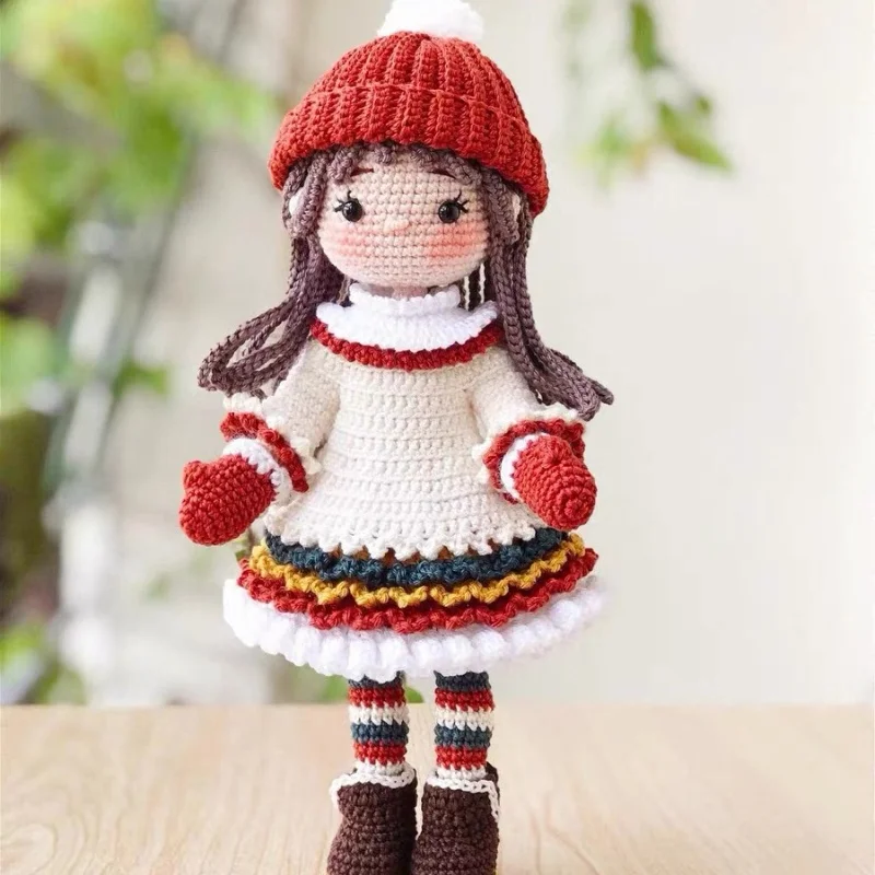 Conjunto de Material de gancho para muñeca de ganchillo Amigurumi para niñas, hilo de tejer para accesorios para el hogar, juguete artesanal con patrón, adornos hechos a mano