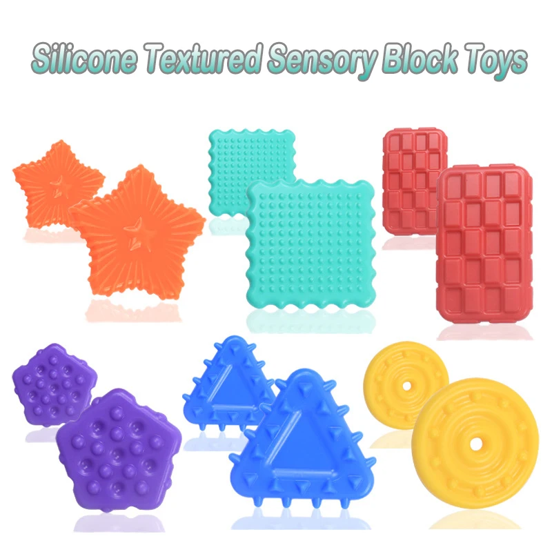 

Funny Textured Soft Silicone Sensory Blocks Toys Adults Stress Relief Toys Autism Kids Calming Down Decompression Fidget Toys