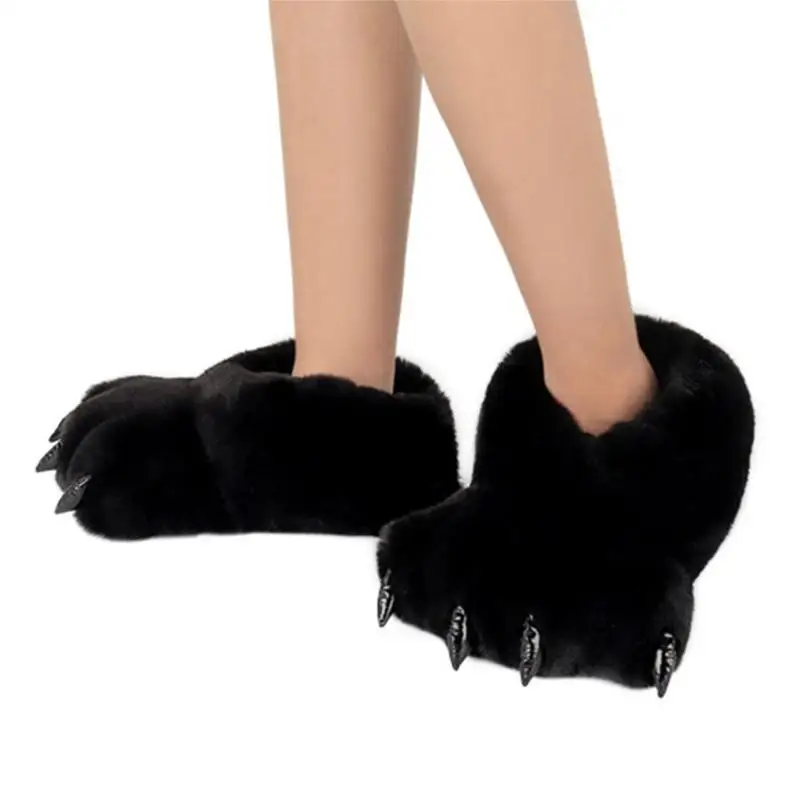 652F 動物の足スリッパぬいぐるみ暖かいホームクローズドバック靴面白い毛皮のような爪スリッパノベルティ動物の足スリッパ大人用