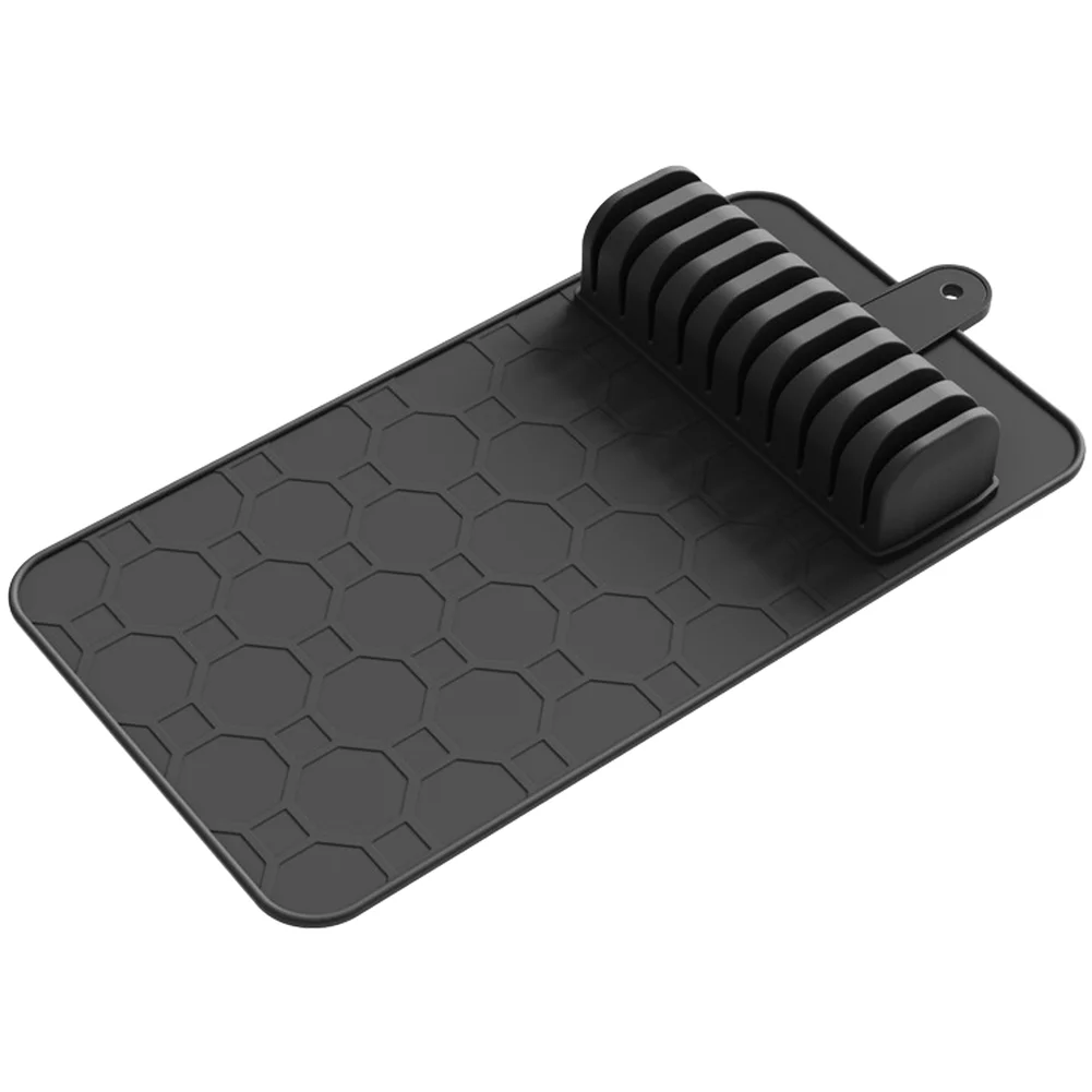 Cutlery Storage Tray Built from Soft Silicone with Drainage Capability Detachable Compartments and Hanging Hole for Storage