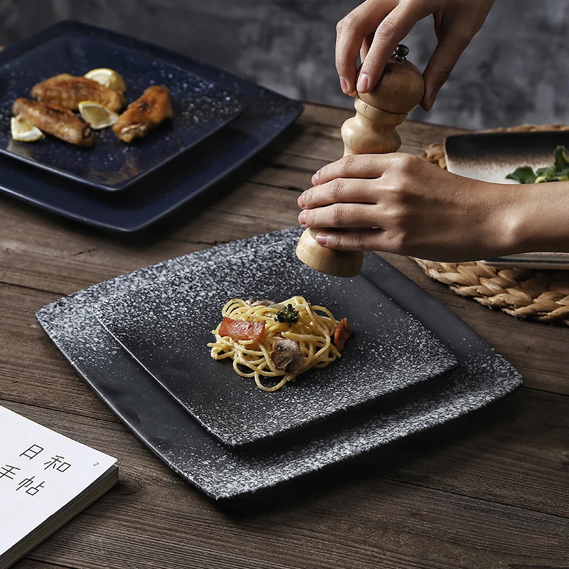 

Japanese Square Ceramic Plate Sets Baby Steak Plate Sets Hospitality Birthday Party Pratos De Jantar Luxury Serving Plates