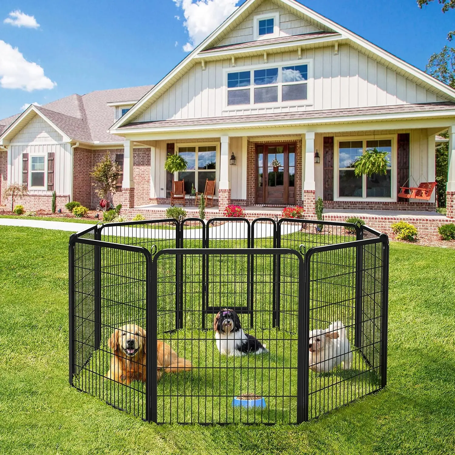 Yaheetech Heavy Duty Wider Dog Playpen, 8 Panels Outdoor Pet Fence for Large/Medium/Small Animals Foldable Puppy Exercise Pen