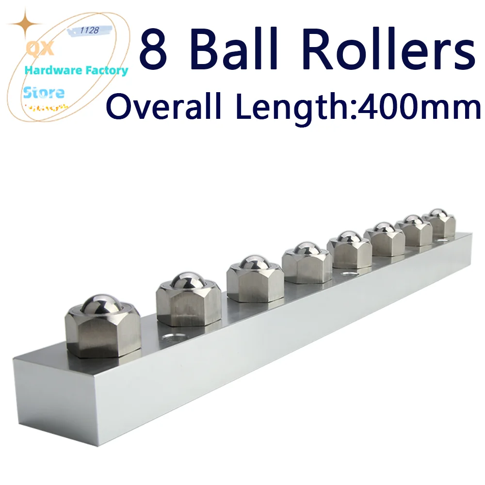 

QX333 Overall Length:400mm Hexagonal Bolt Universal Conveyor Balls Stainless Steel 8 Ball Rollers Aluminum Frame Assembly