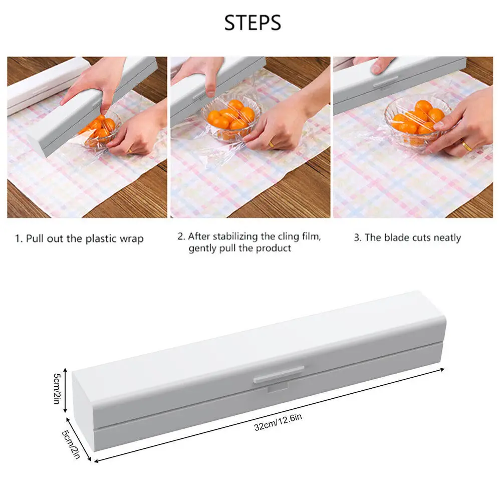 Home Cling Film Cutting Box Wall-Mounted Food Plastic Wrap Suction Cup Plastic Wrap Cutter Kitchen Food Preservation Accessories