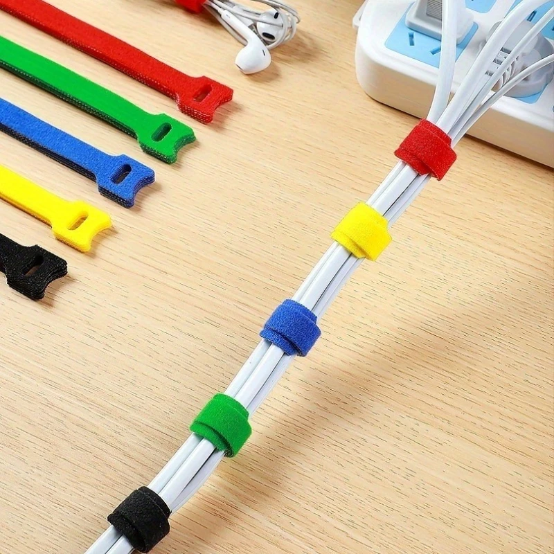 Reusable Hook and Loop Cable Ties 50 Pcs, 15cm/5.9in Nylon Straps for Cord Management, 5 Colors, Strong Hold & Easy Release