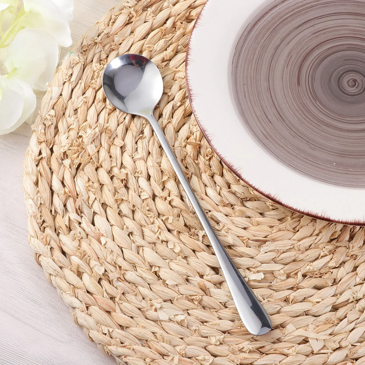 

6pcs Coffee Stainless Steel Long Handle Mixing Spoon Tea Latte Spoon Dishwasher Safe Kitchen Barware Gift