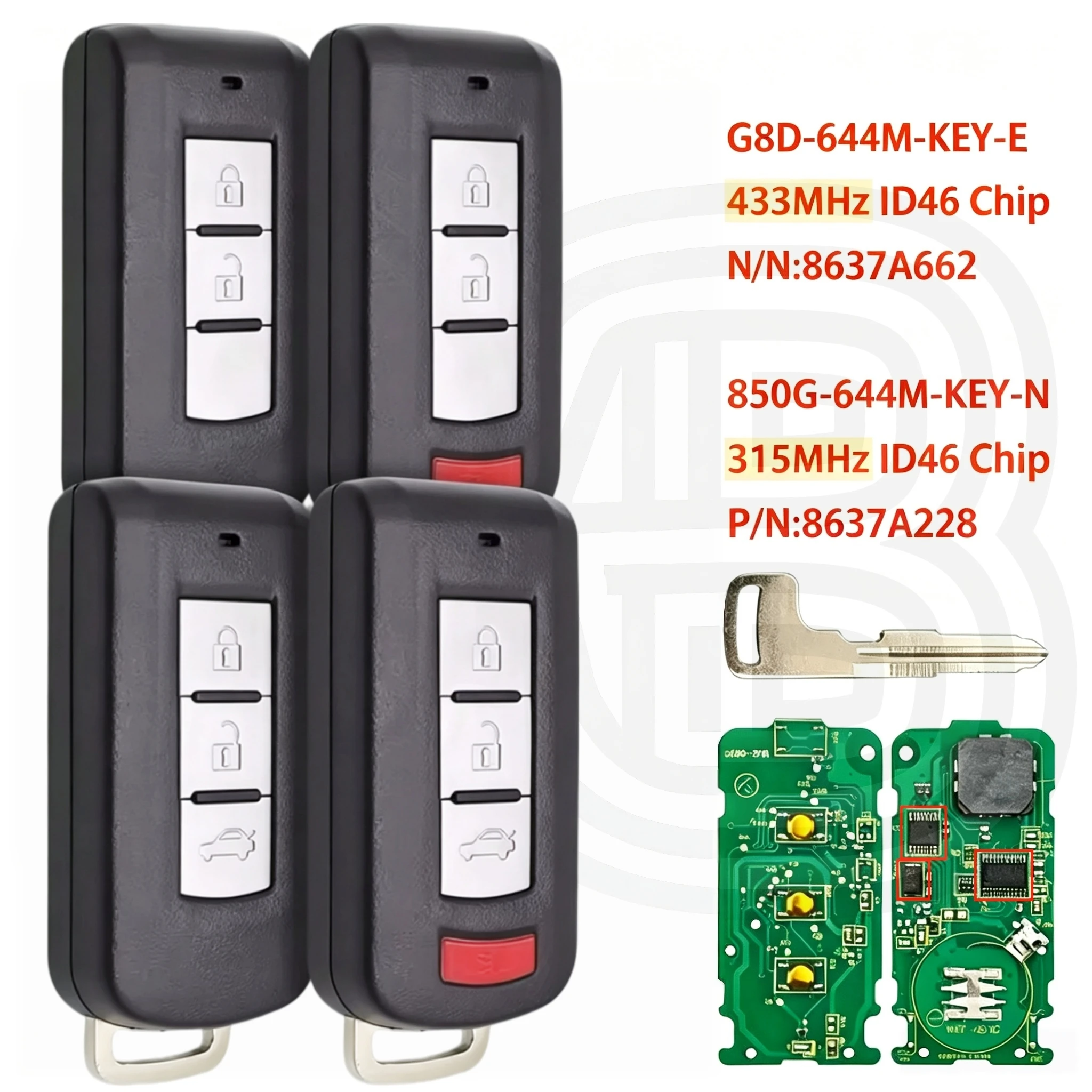 G8D-644M-Key-E/N 315Mhz/433Mhz 46Chip Suitable for Mitsubishi Smart Remote Control Key Enhancement