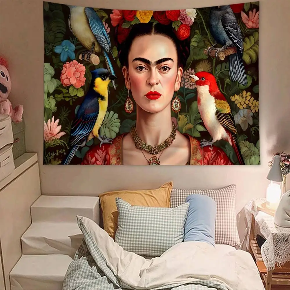 F-Frida K-Kahlo Hanging Bohemian Tapestry Bohemian Wall Tapestries Mandala Kawaii Room Decor