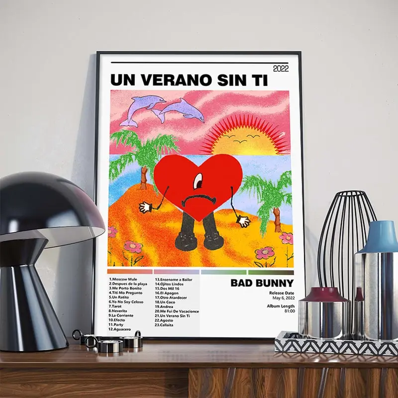 Bad Bunny Un Verano Sin Ti Canvas Poster Prints Tracklist Music Album Painting Art Wall Picture Bedroom Home Living Room Decor